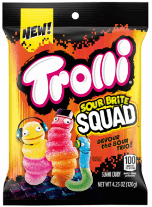 Trolli Sour Brite Squad 4.25oz Peg Bag 12ct